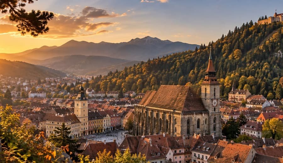 Brașovul la apus: Biserica Neagră și Tâmpa
